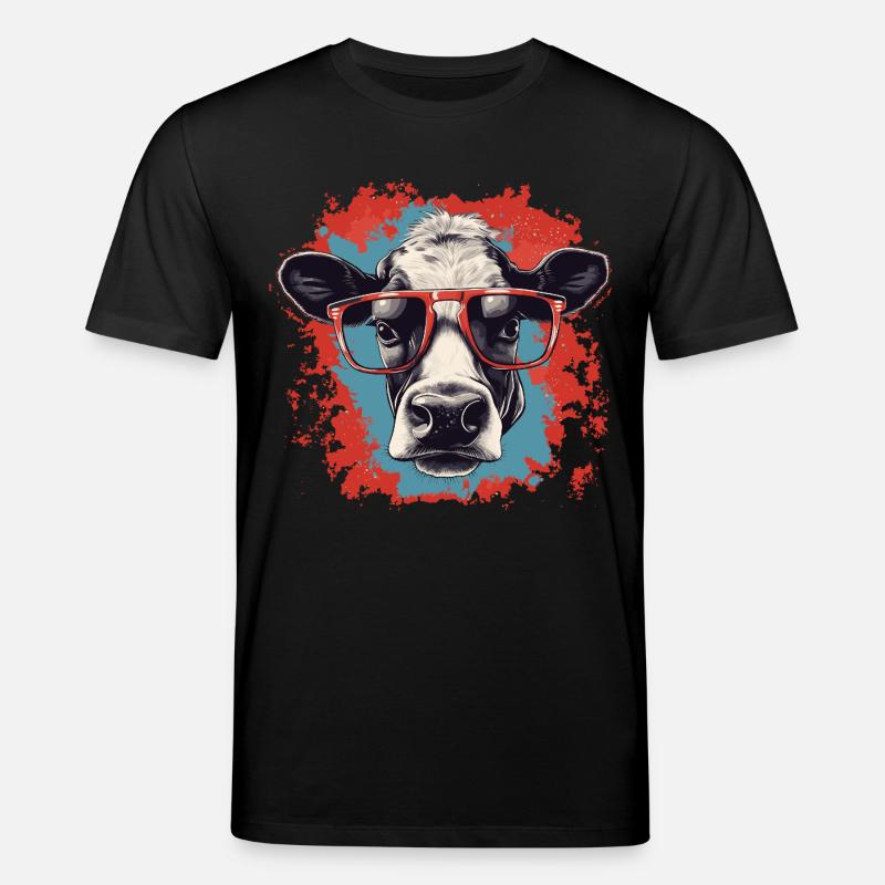 Kuh mit Nerdbrille - Stanley/Stella Unisex Bio-T-Shirt CREATOR  - Schwarz