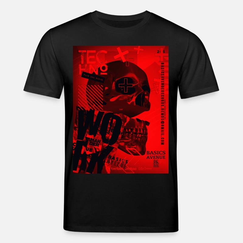 Crâne Rouge Techno Urbain - T-shirt bio CREATOR Stanley/Stella Unisexe - noir