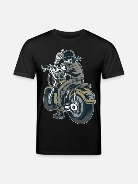 Motocyklista Pierdol się Prowokacja Szkielet - Ekologiczna koszulka typu unisex Stanley/Stella CREATOR  - czarny