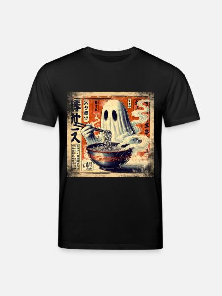 Ramen Ghost Grunge Poster Style - Stanley/Stella CREATOR Unisex Organic T-Shirt - black