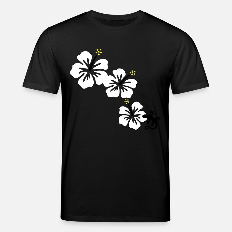 HIBISCUS mit GECKO - Stanley/Stella Unisex Bio-T-Shirt CREATOR  - Schwarz