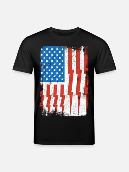 Electrician US Flag - Stanley/Stella CREATOR Unisex Organic T-Shirt - black