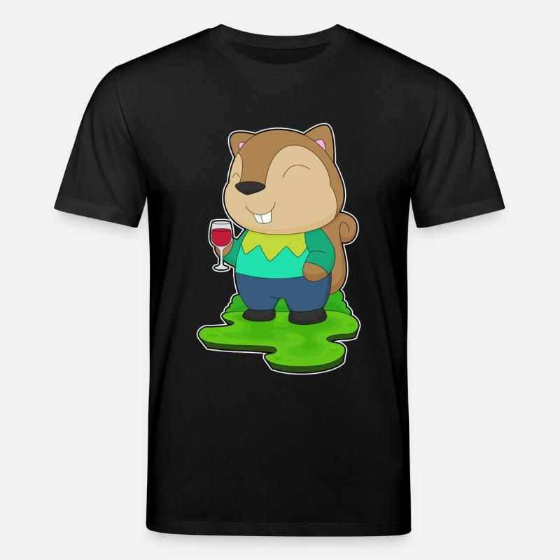 Squirrel Red Wine - Stanley/Stella CREATOR Unisex Organic T-Shirt - black