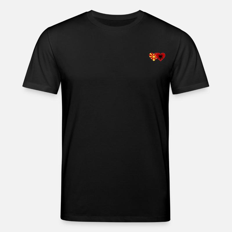 Macédoine Albanie Drapeau Coeur - T-shirt bio CREATOR Stanley/Stella Unisexe - noir