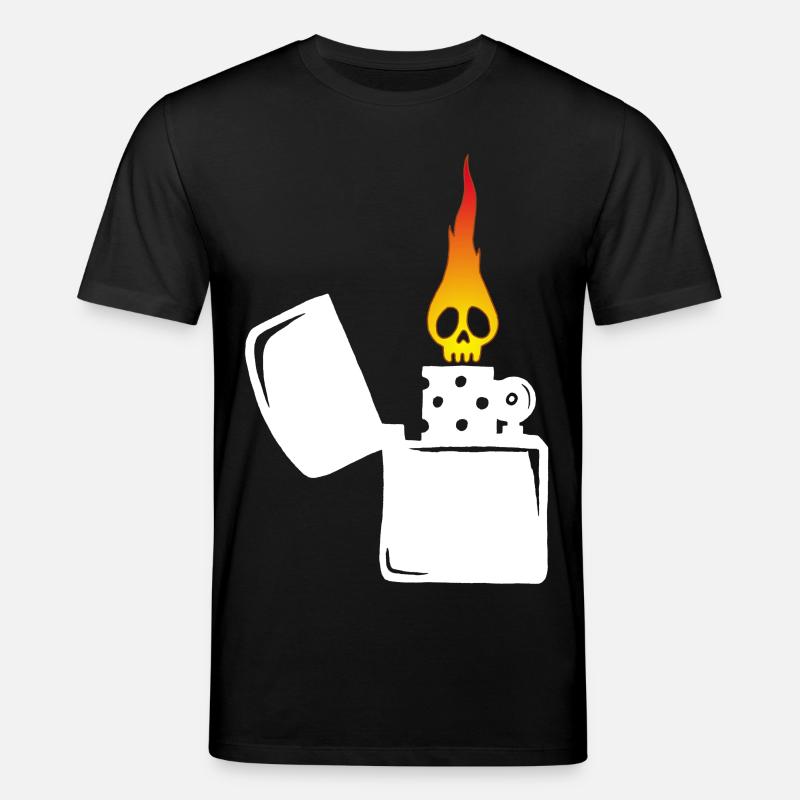 Flammenschädel und weißes Feuerzeug - Stanley/Stella Unisex Bio-T-Shirt CREATOR  - Schwarz