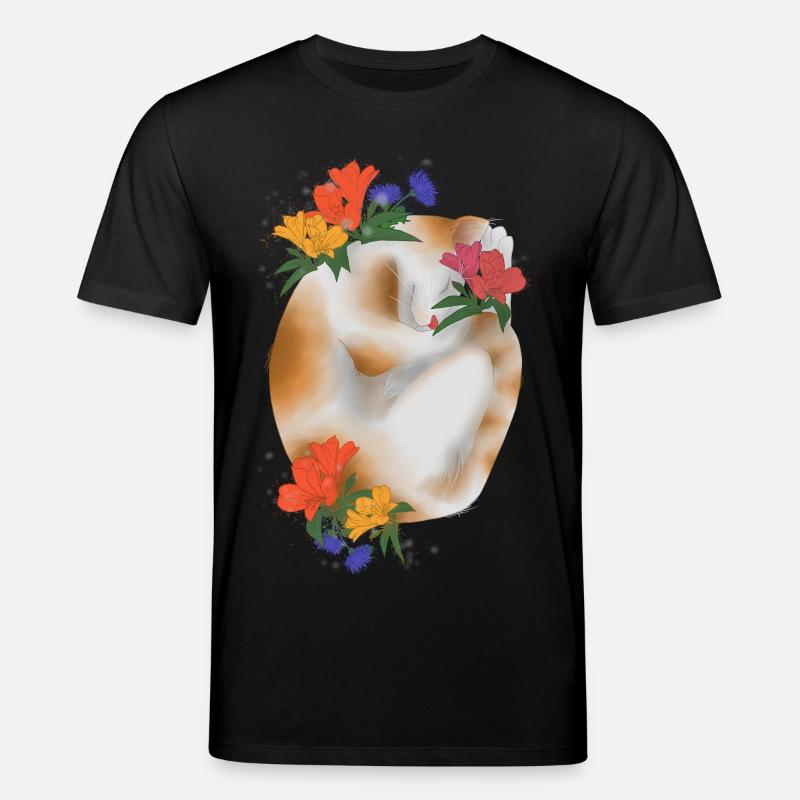 Chat et fleurs - T-shirt bio CREATOR Stanley/Stella Unisexe - noir