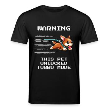 Achtung: Turbo-Tier aktiv | Tierheim Energie Level - Stanley/Stella Unisex Bio-T-Shirt CREATOR  - Schwarz - Vorne - Alina (178cm) & Michal (187cm)