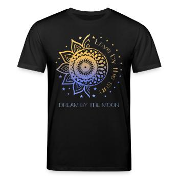 Love By The Sun Dream By The Moon Boho Geschenk - Stanley/Stella Unisex Bio-T-Shirt CREATOR  - Schwarz - Vorne - Alina (178cm) & Michal (187cm)