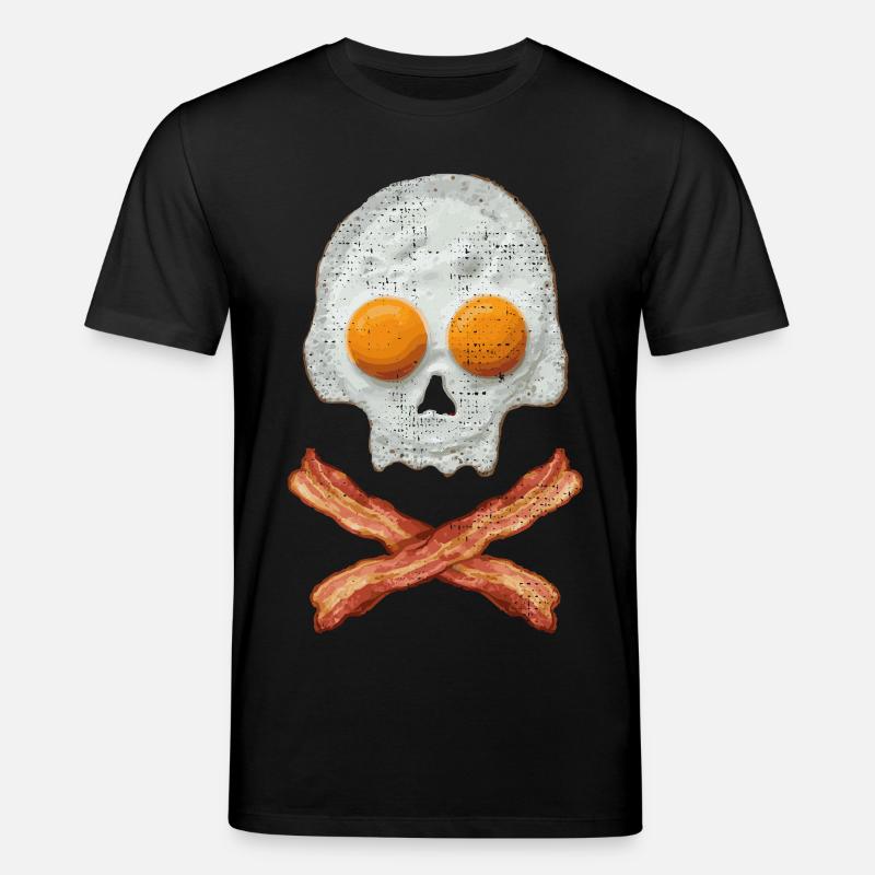 Fried Egg Skull with Bacon Cross - Stanley/Stella CREATOR Unisex Organic T-Shirt - black