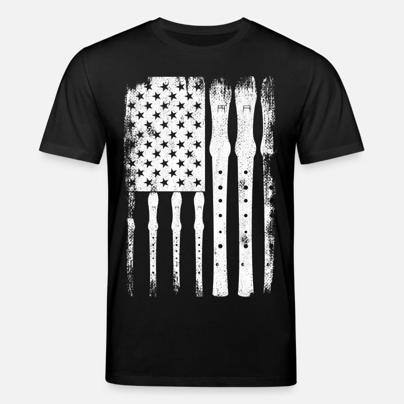 Flûte drapeau des États-Unis - T-shirt bio CREATOR Stanley/Stella Unisexe - noir