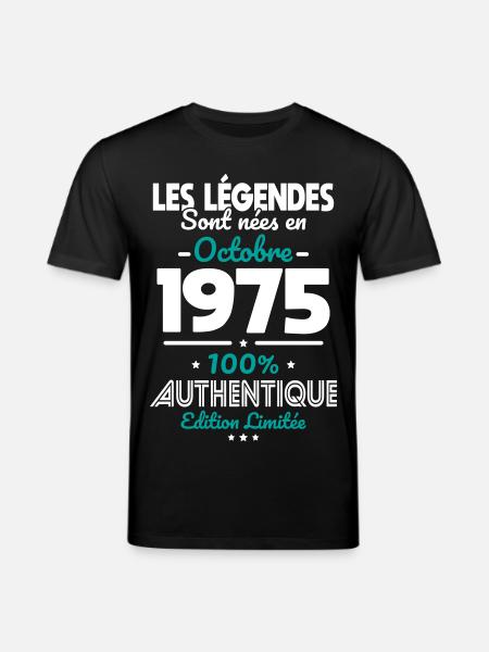 50th Birthday - Legends Born October 1975 - Stanley/Stella CREATOR Unisex Organic T-Shirt - black