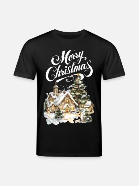 Winter Village Christmas Dream Scene - Stanley/Stella CREATOR Unisex Organic T-Shirt - black