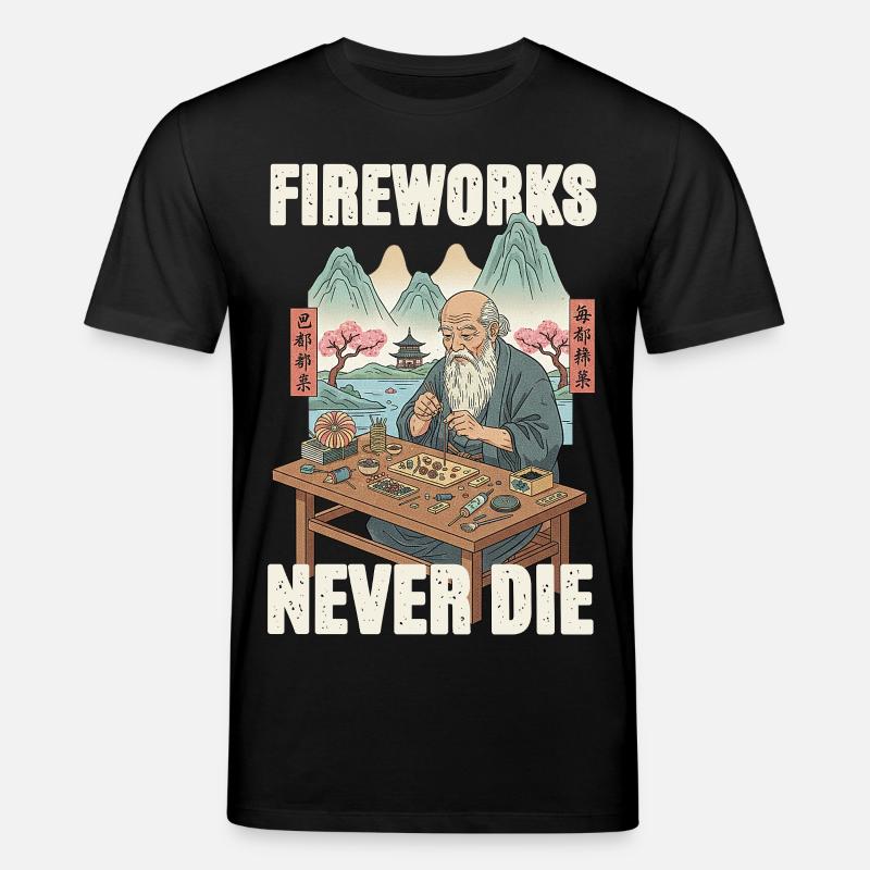 Fireworks Never Die - Stanley/Stella CREATOR Unisex Organic T-Shirt - black