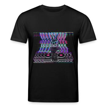Cyberpunk Neon Beat DJ Hase - Stanley/Stella Unisex Bio-T-Shirt CREATOR  - Schwarz - Vorne - Alina (178cm) & Michal (187cm)