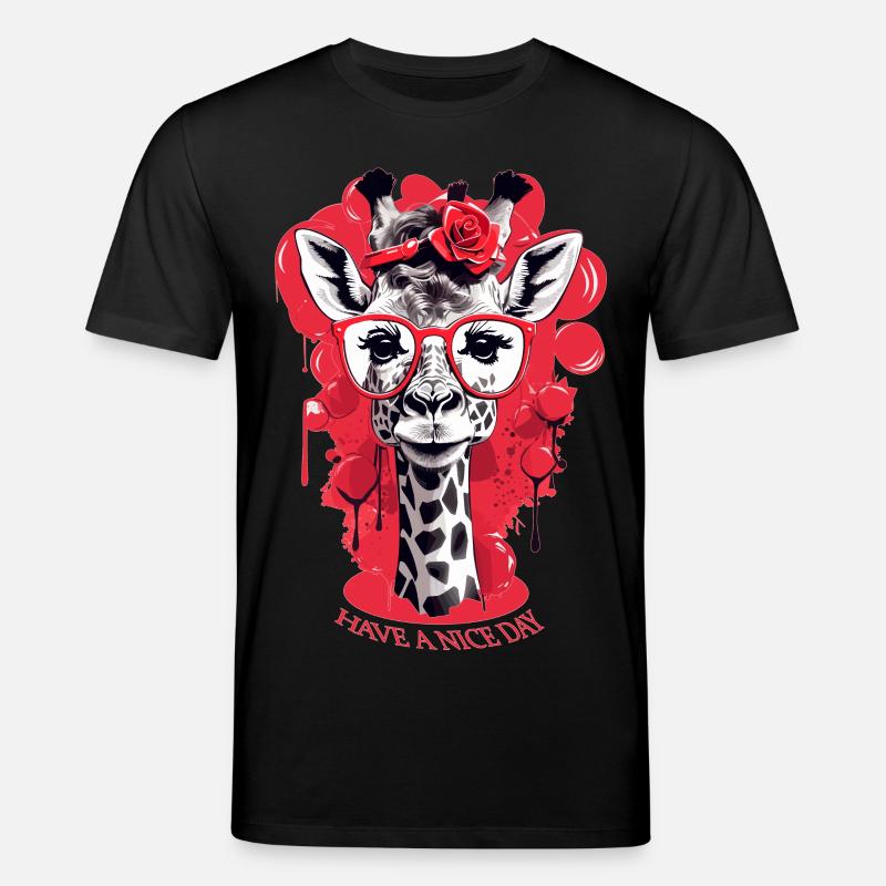 Süße Giraffe mit Brille - Stanley/Stella Unisex Bio-T-Shirt CREATOR  - Schwarz