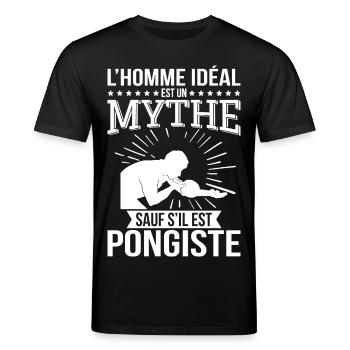 Der ideale Mann, ein Mythos, es sei denn, er ist Tischtennisspieler - Stanley/Stella Unisex Bio-T-Shirt CREATOR  - Schwarz - Vorne - Alina (178cm) & Michal (187cm)