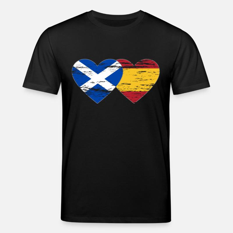 Ecosse Espagne Drapeau Coeur Utilisé - T-shirt bio CREATOR Stanley/Stella Unisexe - noir