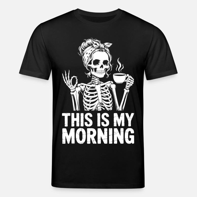 Skeleton Coffee Salutation du matin - T-shirt bio CREATOR Stanley/Stella Unisexe - noir