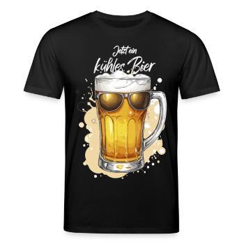 Bier mit Sonnenbrille kühles Bierchen Bierparty - Stanley/Stella Unisex Bio-T-Shirt CREATOR  - Schwarz - Vorne - Alina (178cm) & Michal (187cm)