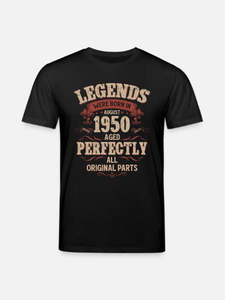 75-års fødselsdag Original August Årgang 1950 - Stanley/Stella CREATOR økologisk unisex-T-shirt - sort