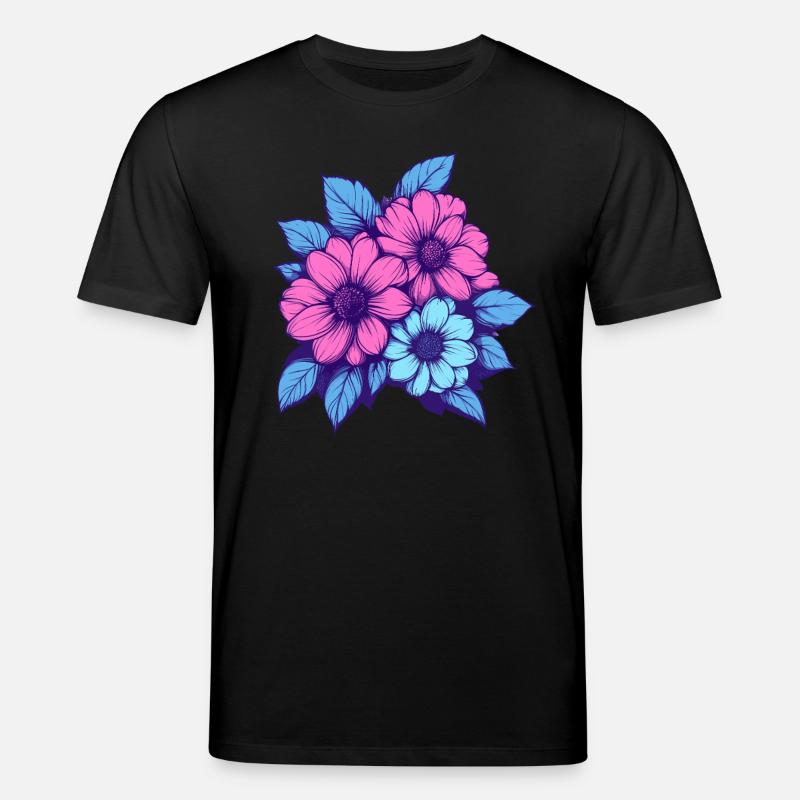 Trio de fleurs néon - T-shirt bio CREATOR Stanley/Stella Unisexe - noir