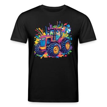 éclaboussure de tracteur coloré - T-shirt bio CREATOR Stanley/Stella Unisexe - noir - Devant - Alina (178cm) & Michal (187cm)