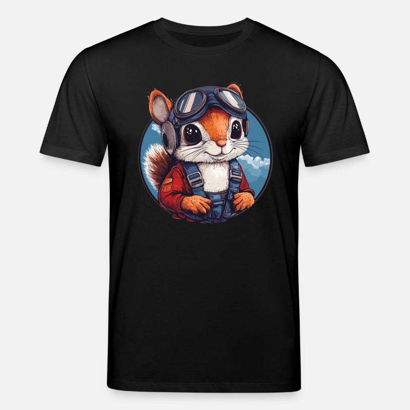 Fliegendes Eichhörnchen mit Brille - Stanley/Stella Unisex Bio-T-Shirt CREATOR  - Schwarz