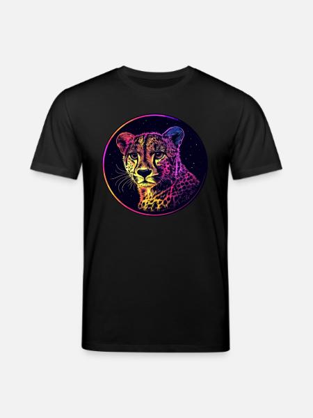 Leopard im Sternenhimmel - Stanley/Stella Unisex Bio-T-Shirt CREATOR  - Schwarz