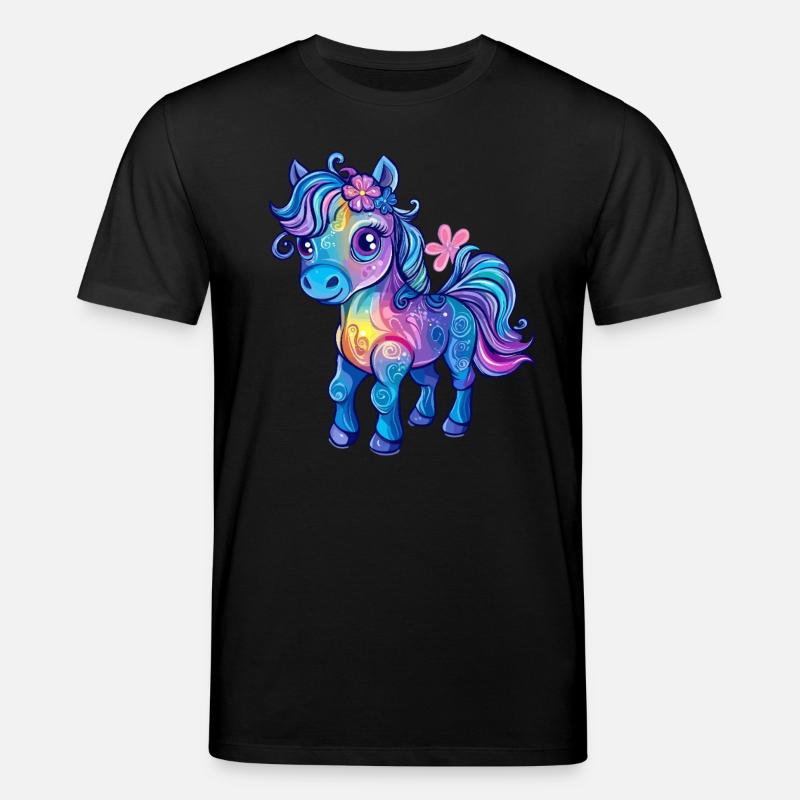 Regenbogen-Pony - Stanley/Stella Unisex Bio-T-Shirt CREATOR  - Schwarz
