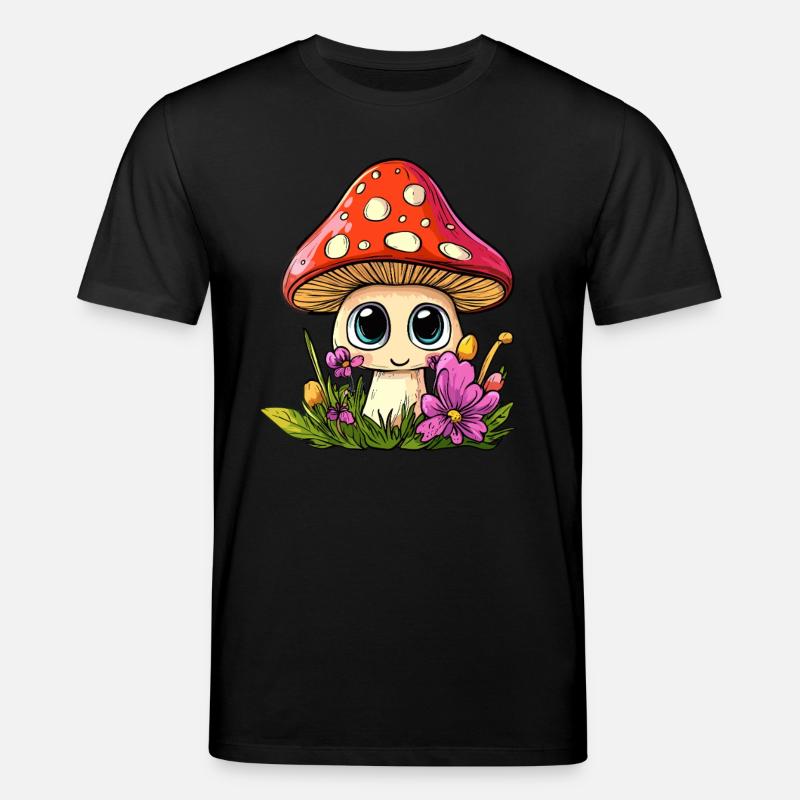 Toadstool with flowers - Stanley/Stella CREATOR Unisex Organic T-Shirt - black