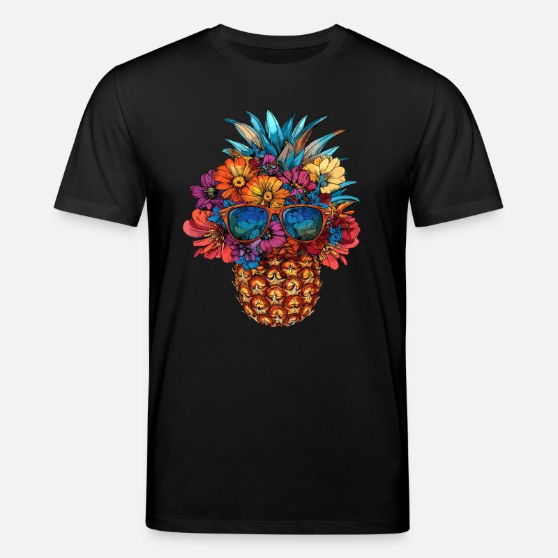 Ananas mit Sonnenbrille - Stanley/Stella Unisex Bio-T-Shirt CREATOR  - Schwarz