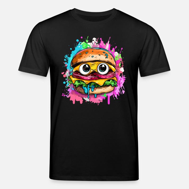 Burger mit Comic-Gesicht - Stanley/Stella Unisex Bio-T-Shirt CREATOR  - Schwarz