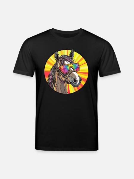Pferd mit Sonnenbrille - Stanley/Stella Unisex Bio-T-Shirt CREATOR - Schwarz