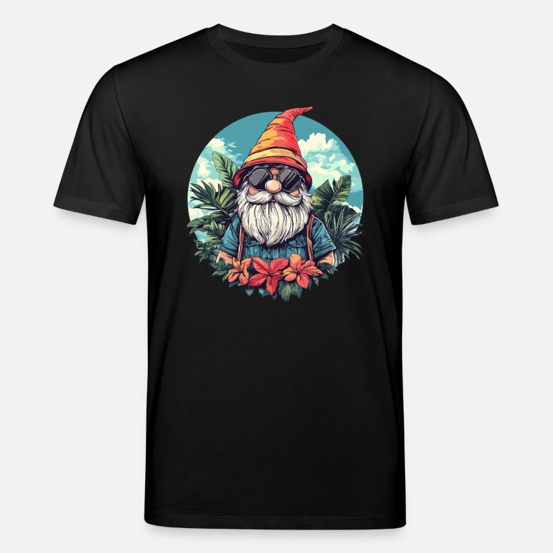 Tropischer Gartenzwerg mit Sonnenbrille - Stanley/Stella Unisex Bio-T-Shirt CREATOR  - Schwarz