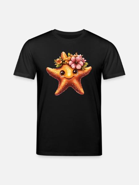 Seestern mit Blumenkranz - Stanley/Stella Unisex Bio-T-Shirt CREATOR  - Schwarz