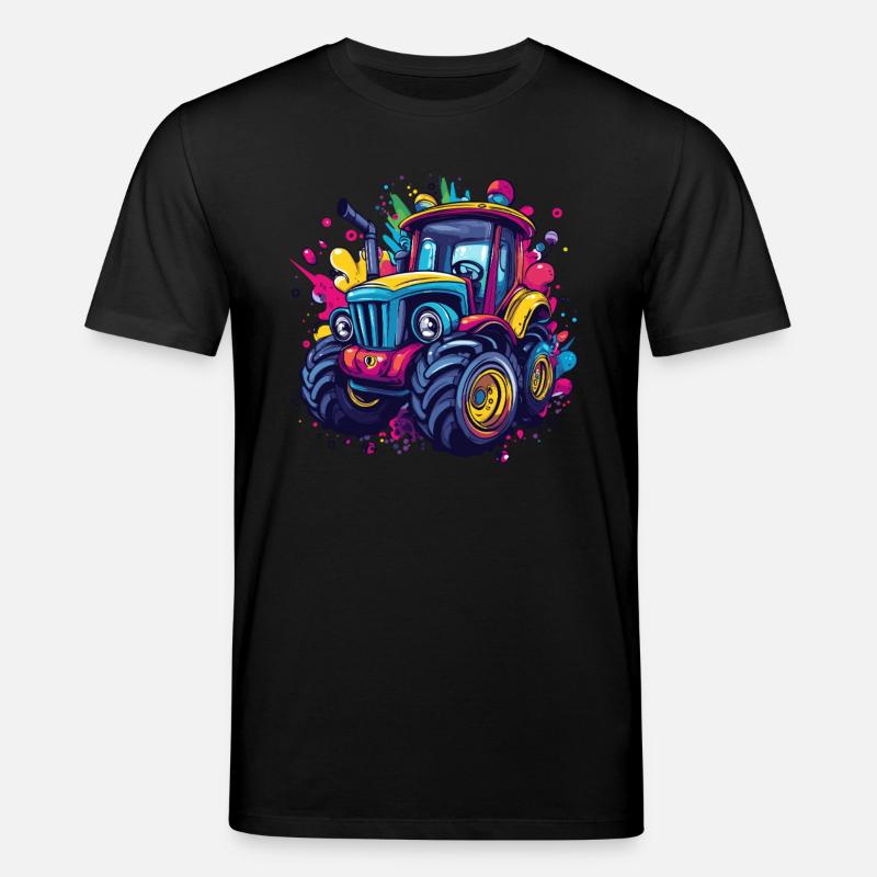 Bunter Traktor - Stanley/Stella Unisex Bio-T-Shirt CREATOR  - Schwarz