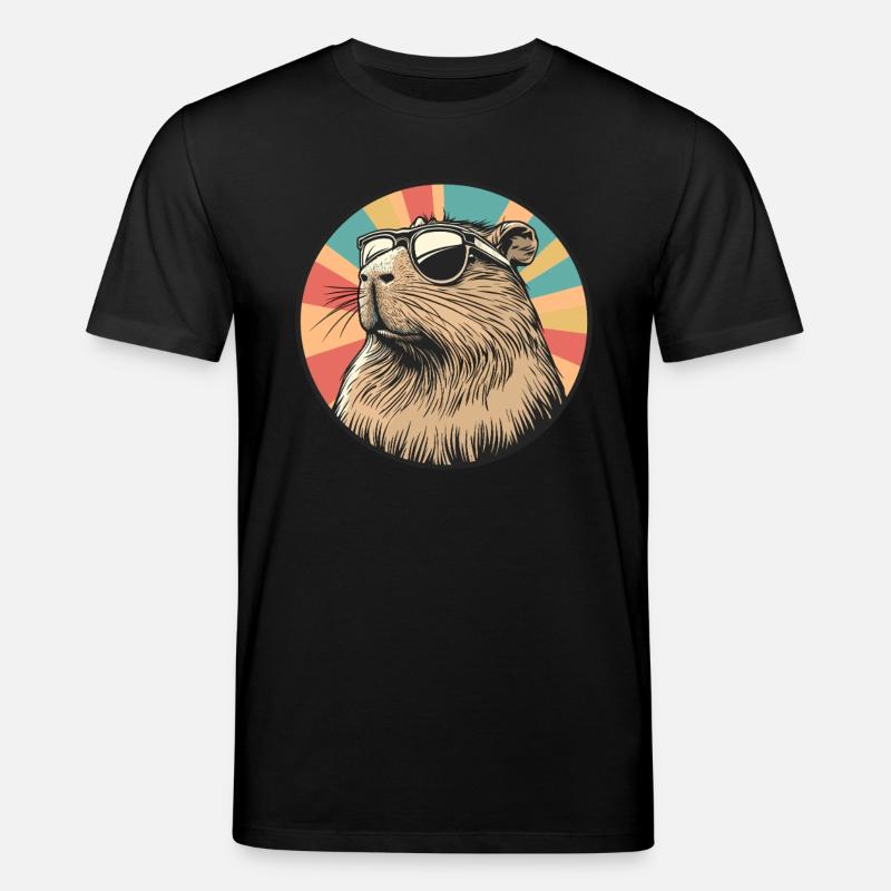 Retro Capybara Coolness - Stanley/Stella Unisex Bio-T-Shirt CREATOR  - Schwarz