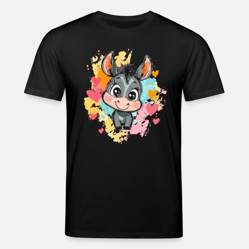 Lustiger Esel mit Herzen - Stanley/Stella Unisex Bio-T-Shirt CREATOR - Schwarz