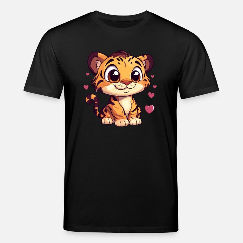 Tiger mit Herzchen - Stanley/Stella Unisex Bio-T-Shirt CREATOR  - Schwarz