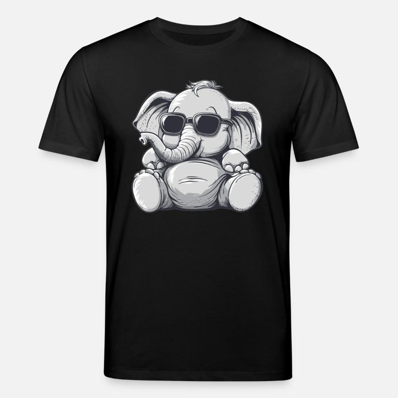 Cooler Elefant mit Sonnenbrille - Stanley/Stella Unisex Bio-T-Shirt CREATOR  - Schwarz