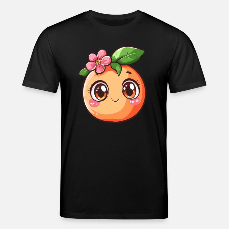 Pfirsich mit Blume - Stanley/Stella Unisex Bio-T-Shirt CREATOR  - Schwarz