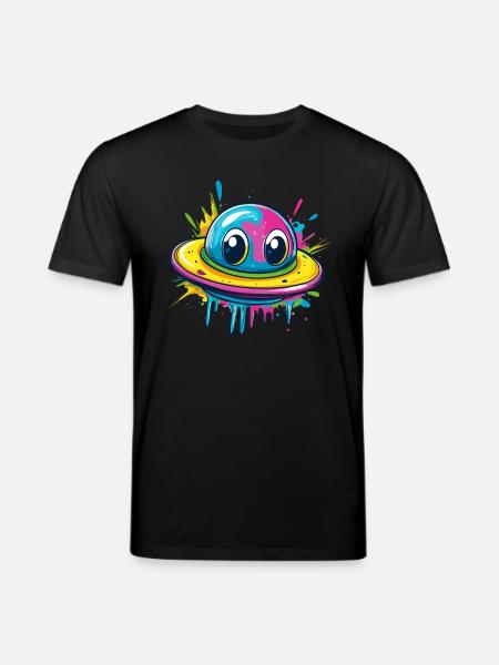 Buntes UFO mit Augen - Stanley/Stella Unisex Bio-T-Shirt CREATOR - Schwarz