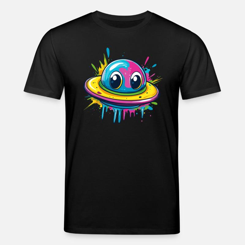 Buntes UFO mit Augen - Stanley/Stella Unisex Bio-T-Shirt CREATOR - Schwarz