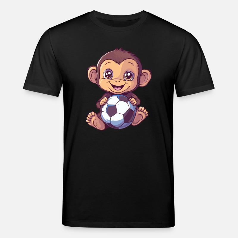 Affe mit Fußball - Stanley/Stella Unisex Bio-T-Shirt CREATOR  - Schwarz