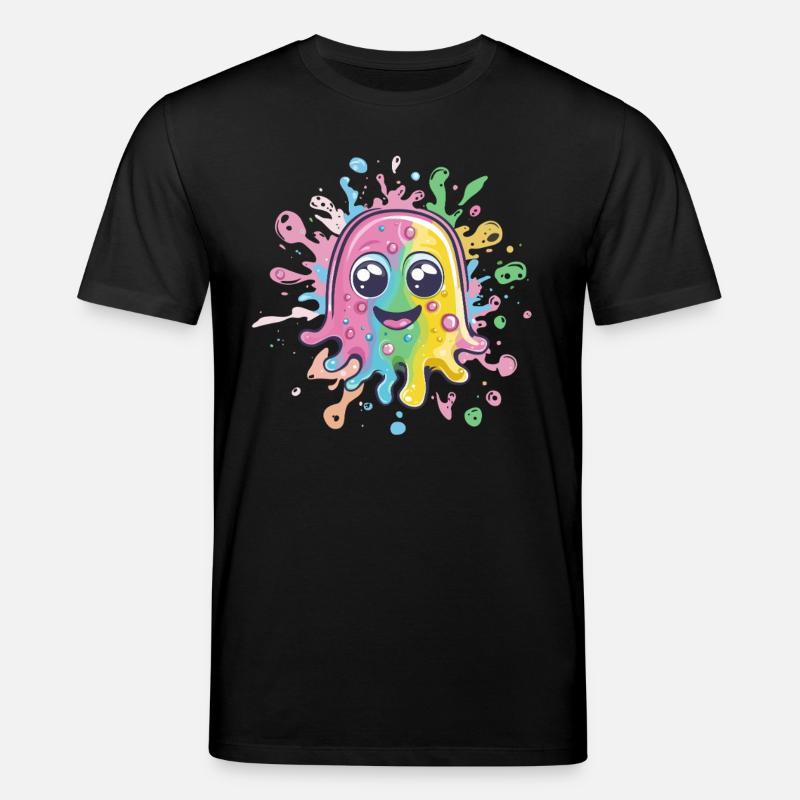 Bunter Farbklecks mit Gesicht - Stanley/Stella Unisex Bio-T-Shirt CREATOR  - Schwarz