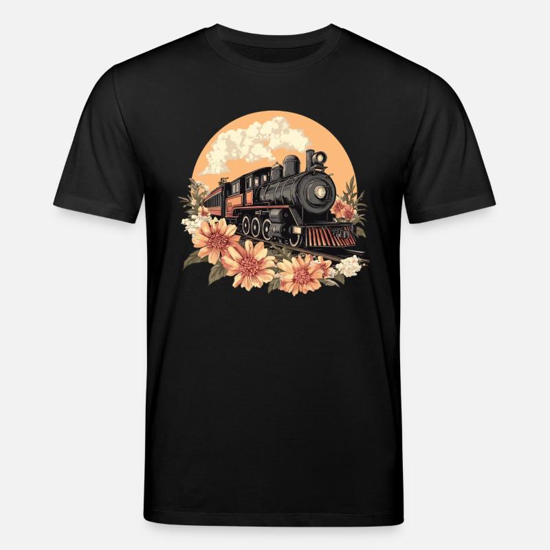 Vieux Train Avec Des Fleurs - T-shirt bio CREATOR Stanley/Stella Unisexe - noir