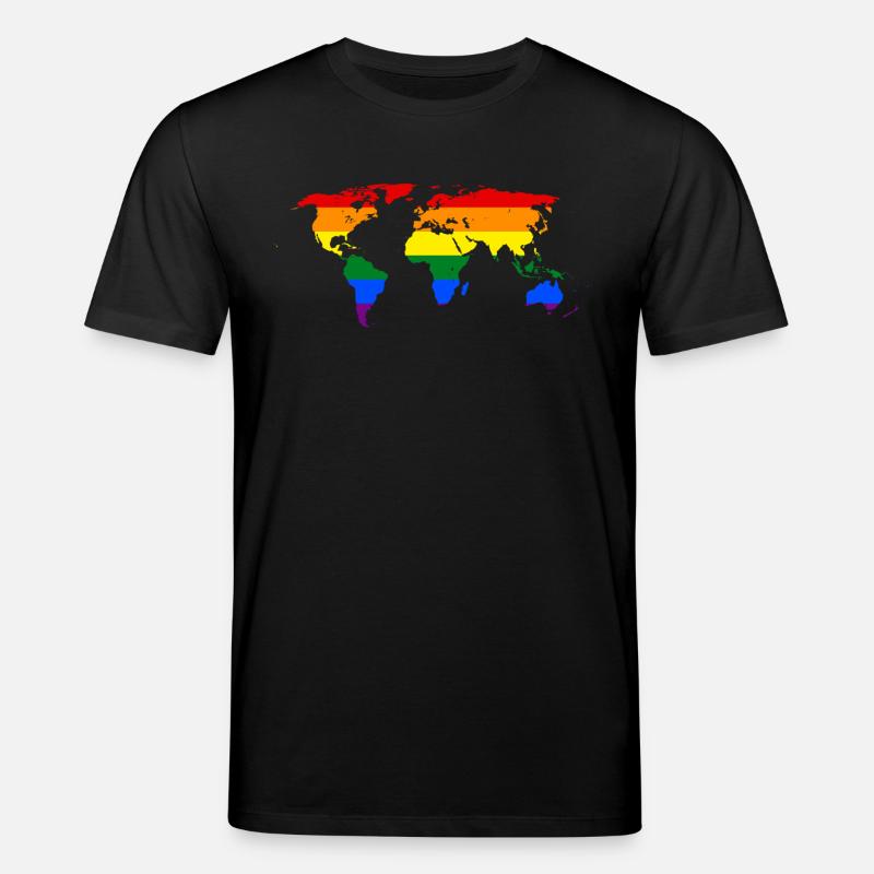 Regenbogen-Weltkarte - Stanley/Stella Unisex Bio-T-Shirt CREATOR  - Schwarz