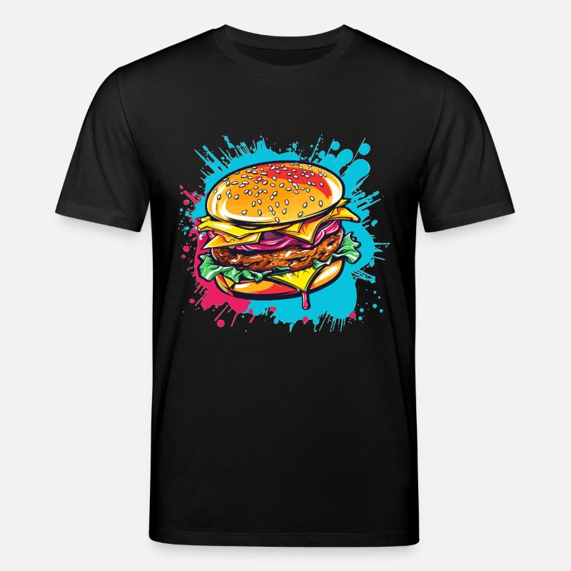 Bunter Cheeseburger Popart - Stanley/Stella Unisex Bio-T-Shirt CREATOR  - Schwarz