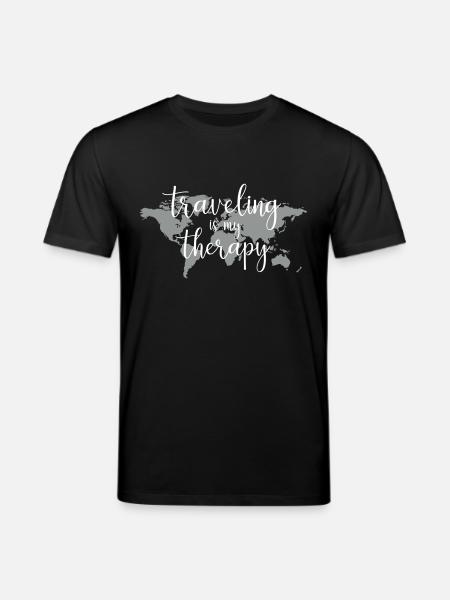 traveling is my therapy - Stanley/Stella Unisex Bio-T-Shirt CREATOR  - Schwarz