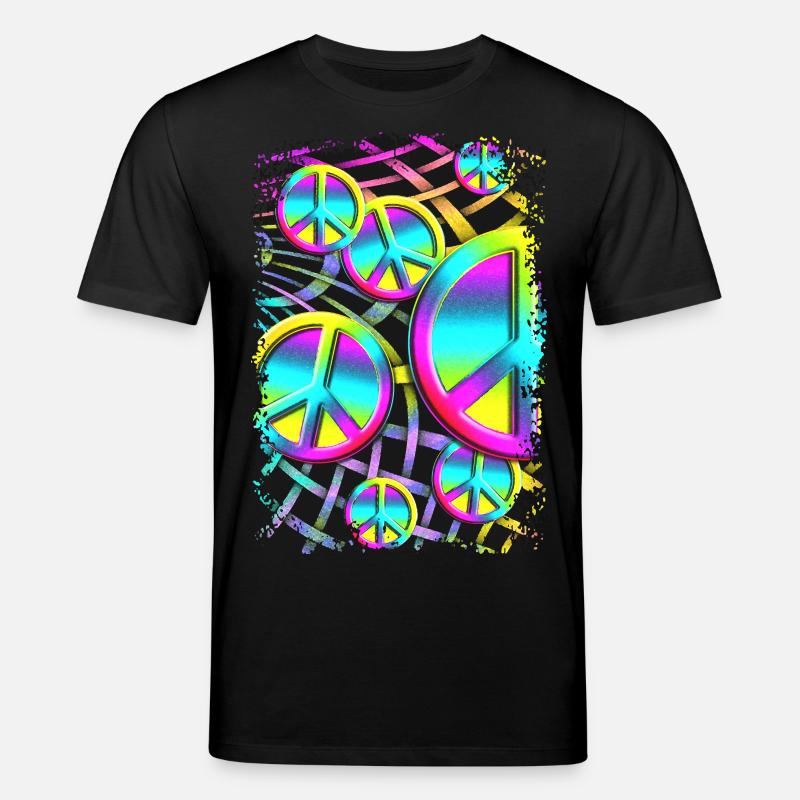 colourful PEACE web - Stanley/Stella Unisex Bio-T-Shirt CREATOR  - Schwarz